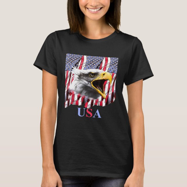 Camiseta Usa 4 De Julho Gritando Eagle (Frente)