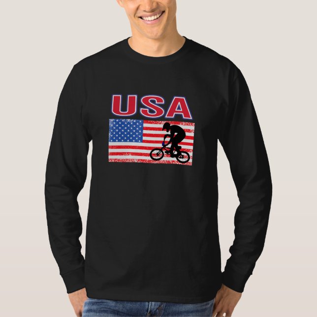 Camiseta Usa ama Bikes Tokyo Summer Games Bandeira American (Frente)