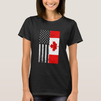 Camiseta USA American Canadian Vintage Flag Canadian Roots