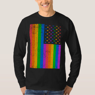 Camiseta USA American Distressed Grunge LGBTQ Ally Gay Prid
