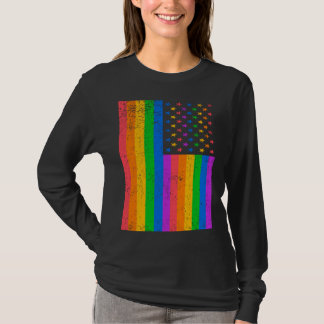 Camiseta USA American Distressed Grunge LGBTQ Ally Gay Prid