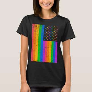 Camiseta USA American Distressed Grunge LGBTQ Ally Gay Prid
