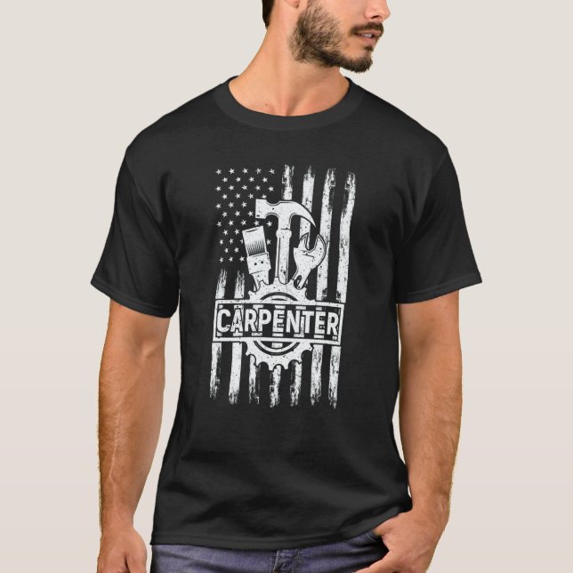 Camiseta Usa American Flag 4th Of July Carpenter Woodworker (Frente)