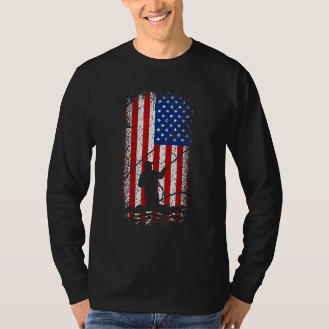 Camiseta Usa American flag 4th of july fly fishing (Frente)