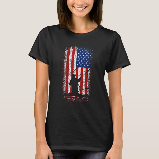 Camiseta Usa American flag 4th of july fly fishing (Frente)