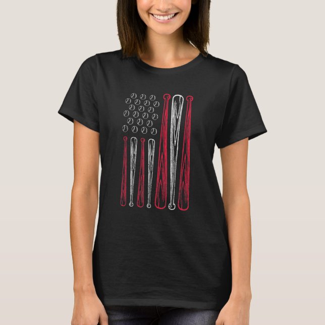 Camiseta USA American Flag Baseball Red White Blue 4th Of J (Frente)