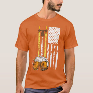 Camiseta USA American Flag Beer Drinking Beer T Shirt For M