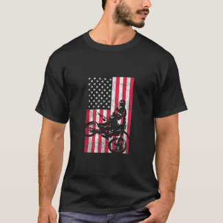 Camiseta USA American Flag Dirt Bike Red White Blue 4th