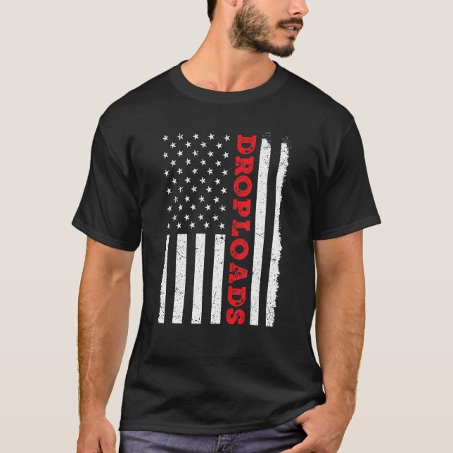 Camiseta USA American Flag Drop Loads Turck Driver Trucker  (Frente)