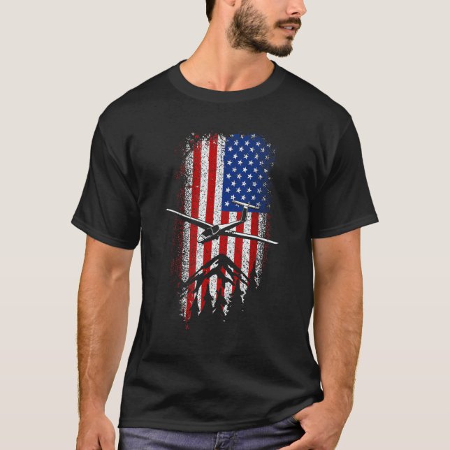 Camiseta Usa American Flag Glider Pilot 4th Of July (Frente)