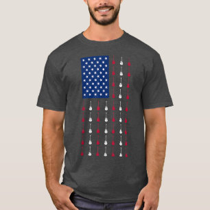 Camiseta USA American Flag Guitar Music Funny 4 de julho G