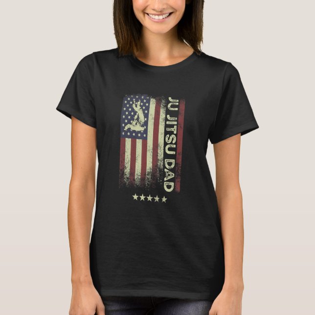 Camiseta USA American Flag  Jiu Jitsu Dad 1 (Frente)