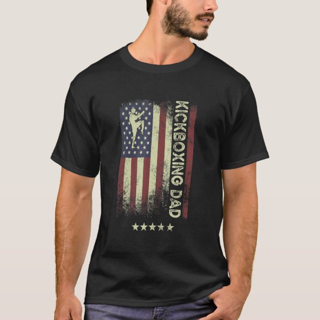 Camiseta USA American Flag  Kickboxing Dad 1 (Frente)