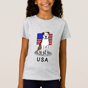 Camiseta USA American Flag Pit Bull (lt brindle white 3)