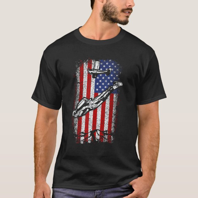 Camiseta Usa American Flag Skydiving 4th Of July (Frente)
