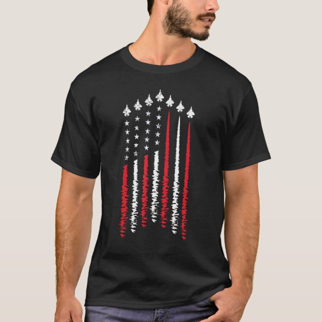 Camiseta USA american flag with Fighter jets 4th of July ce (Frente)