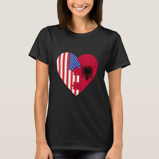 Camiseta USA and Albania Flags Heart (Frente)