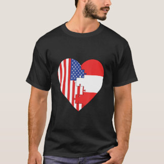 Camiseta USA and Austria Flags Heart