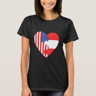 Camiseta USA and Austria Flags Heart