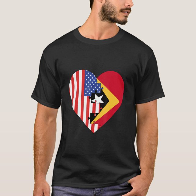 Camiseta USA and East Timor Flags Heart (Frente)