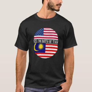 Camiseta USA And Malaysia Vintage Flags  Yes I'm Both Of Th