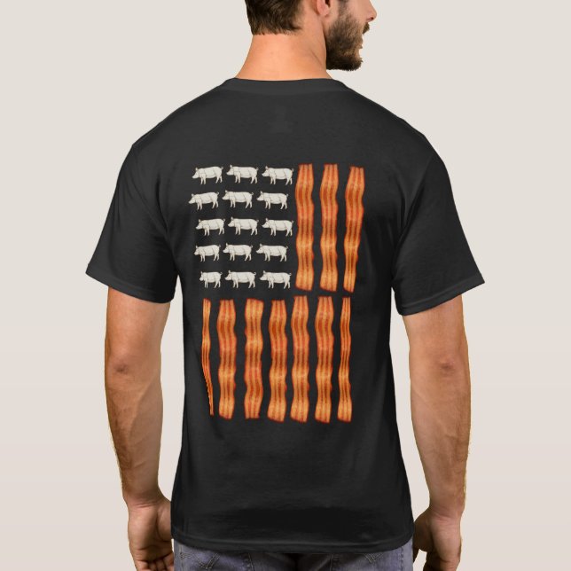 Camiseta USA Bacon Flag Pig Vintage (Verso)