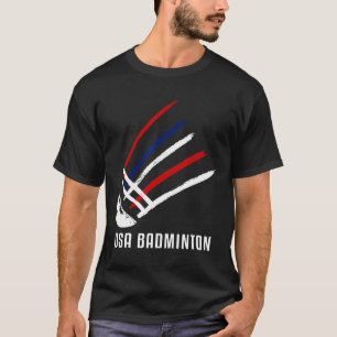 Camiseta Usa Badminton Shuttle Red White Blue