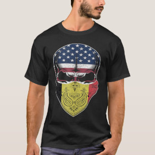 Camiseta USA Belgium Roots Belbelga American Flag Skull Tan