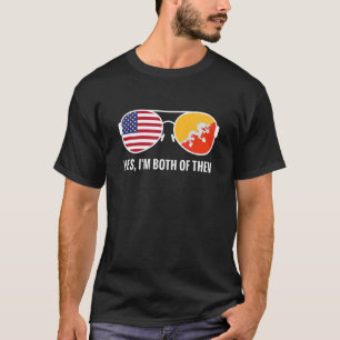 Camiseta Usa Bhutan Flag Sunglass Americanos Butão
