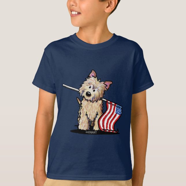 Camiseta USA Cairn Terrier Kids Dark T-Shirt (Frente)