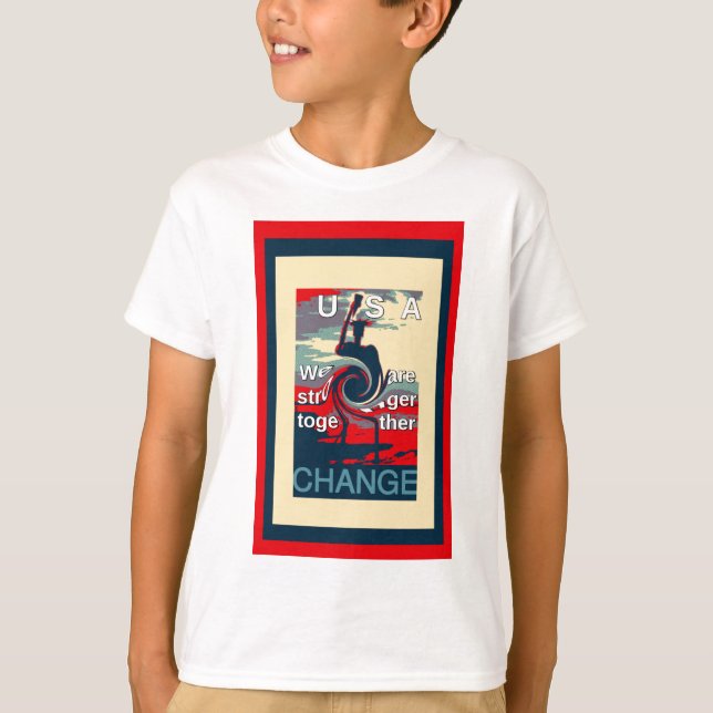 Camiseta USA Change: Unity Design mais forte junto (Frente)
