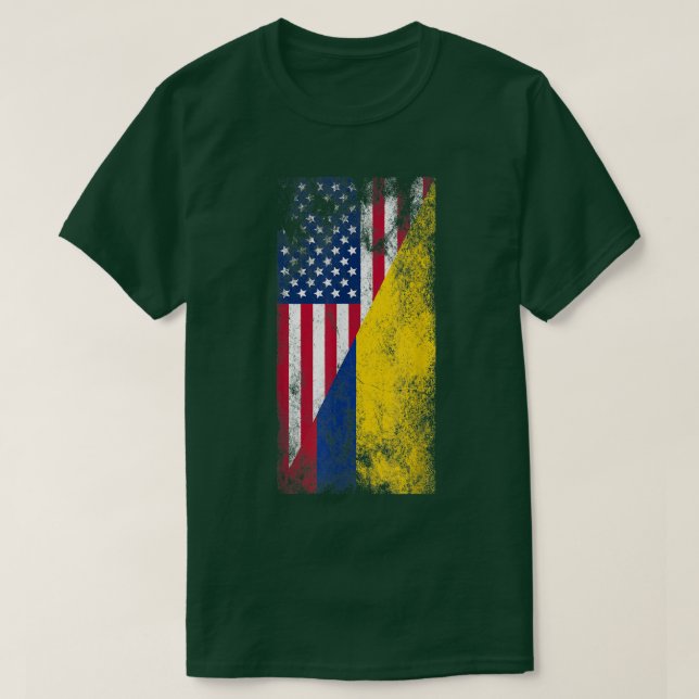 Camiseta USA Colombia FlagsUnited States of America, Colomb (Frente do Design)