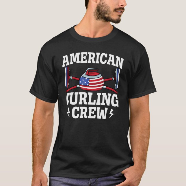 Camiseta Usa Curler Broler Winter Ice Sports American Flag  (Frente)