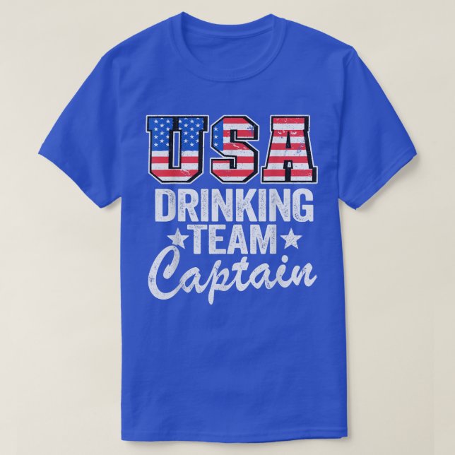 Camiseta USA Drinking Team Captain American Flag 4th Of Jul (Frente do Design)