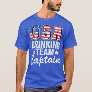 Camiseta USA Drinking Team Captain American Flag 4th Of Jul