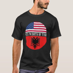 Camiseta USA E Albânia Vintage Flags Sim Eu Sou Ambos
