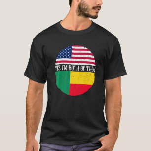 Camiseta USA E Benin Vintage Sinalizam Sim Eu sou Ambos