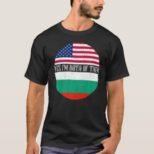 Camiseta USA E Bulgária Vintage Flags Sim Eu Sou Ambos