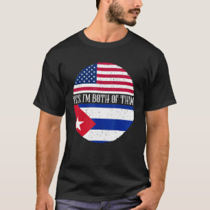 Camiseta USA E Cuba Vintage Sinalizadores Sim Eu sou Ambos