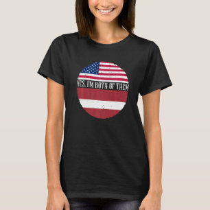 Camiseta USA E Letônia Bandeiras Vintage Sim Eu sou Ambos
