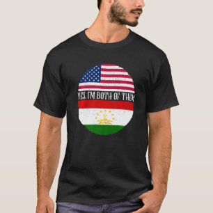 Camiseta USA E Tajiquistão Vintage Flags Sim Eu sou Ambos