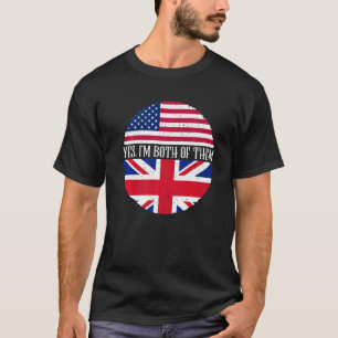 Camiseta USA E UK Vintage Flags Sim Sou Ambos
