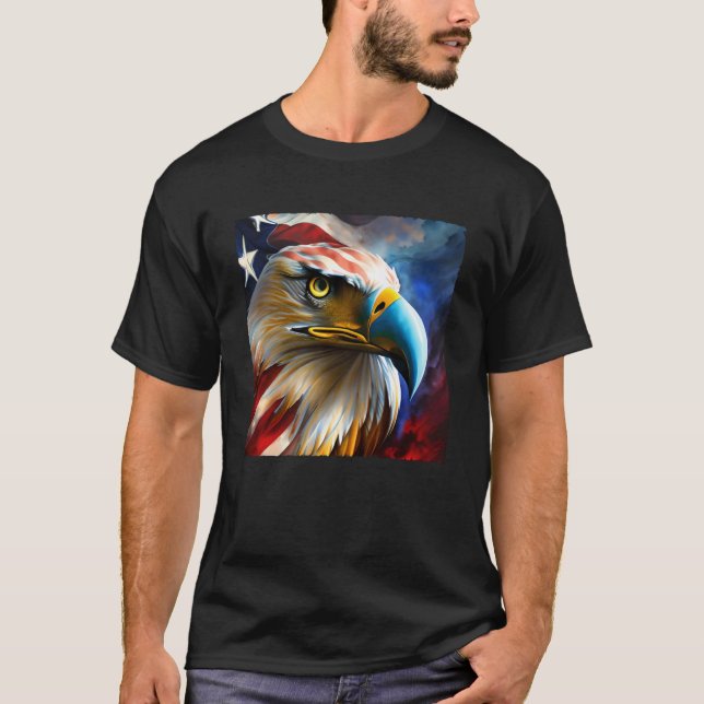 Camiseta USA Eagle American Flag 4° julho Art Painting P (Frente)