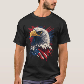 Camiseta Usa Em 4 De Julho, Águia Sobre Águia Americana Pat