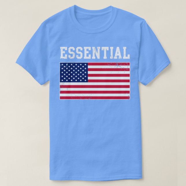 Camiseta USA Essential Worker American Flag Covid (Frente do Design)