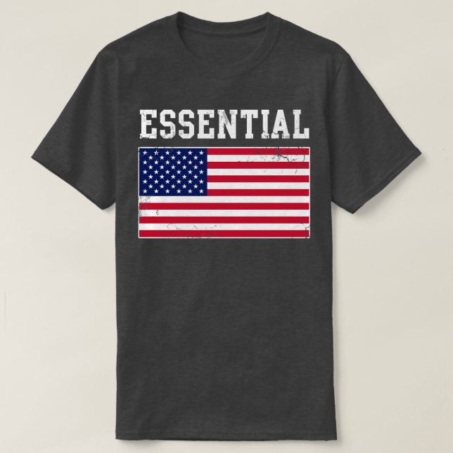Camiseta USA Essential Worker American Flag Covid (Frente do Design)
