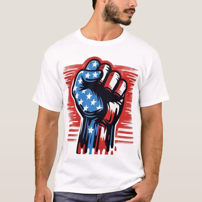Camiseta USA Fist Drill com fundo Red Line (Frente)