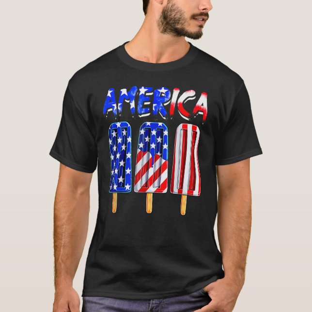 Camiseta USA Flag America Cream Popsicle Patriotic 4th Of J (Frente)