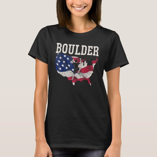 Camiseta USA Flag American Boulderer Rock Climbing Boulderi (Frente)