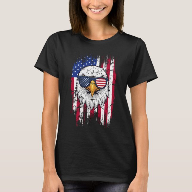 Camiseta USA Flag And American Bald Eagle Grunge (Frente)